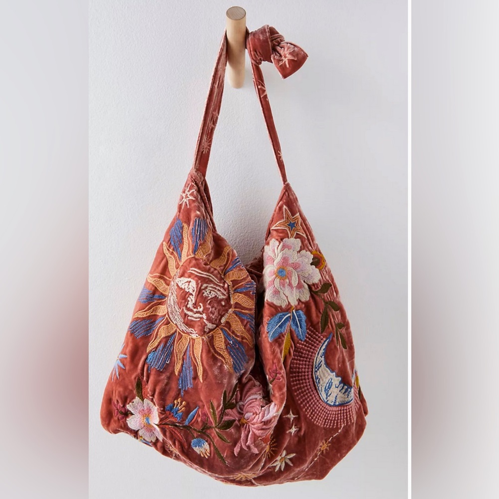 ‘Johnny Was’ Velvet and Embroidered Tote Bag